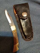 Vintage Pocket Knife Brass Wood w/sheath5”Stainless Steel Blade Made in  Pakistan